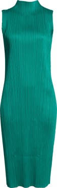 Pleats Please Issey Miyake Monthly Colors July Pleated Sleeveless Midi Dress