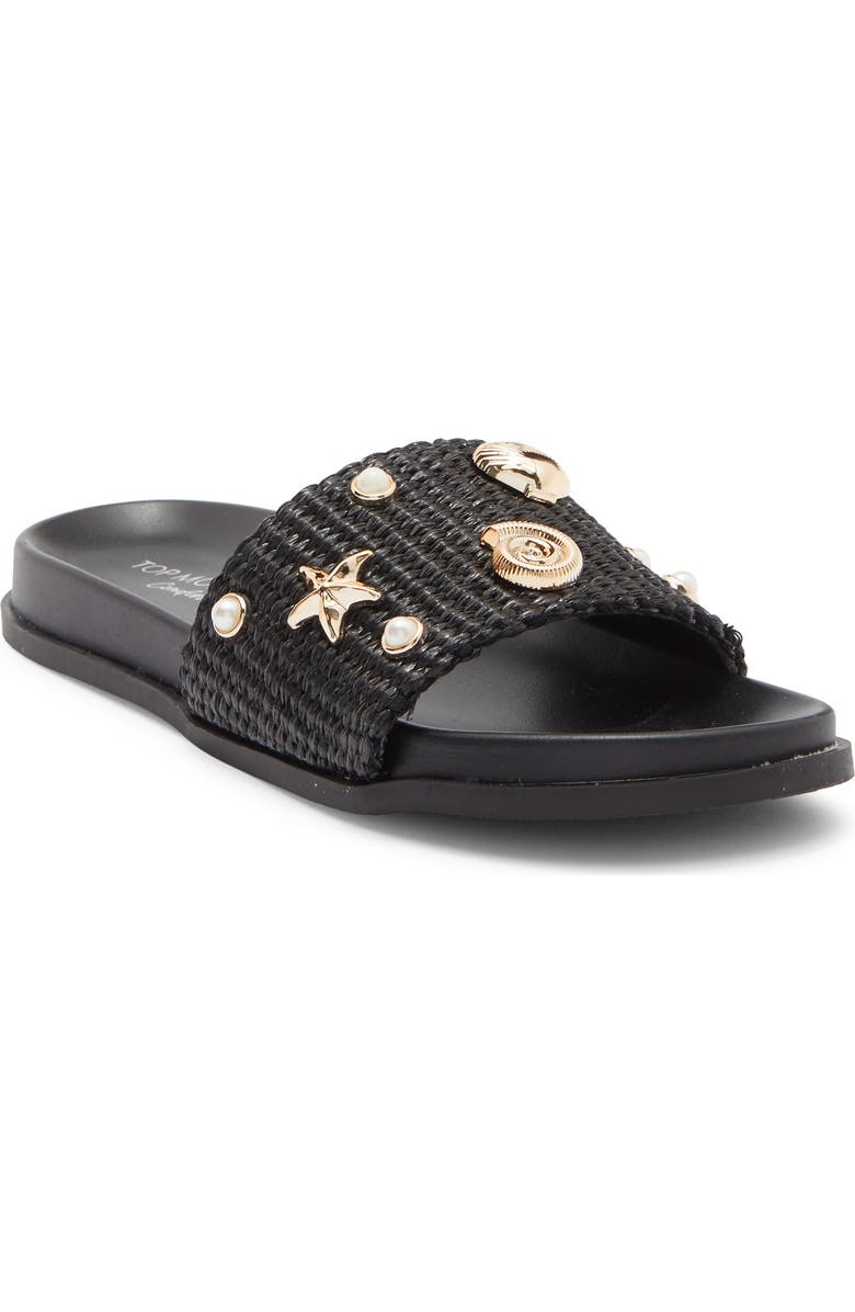TOP MODA Daneia Raffia Slide Sandal, Main, color, Black Raffia