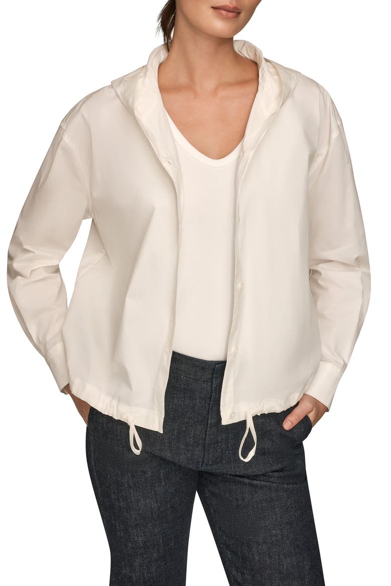 Hooded Long Sleeve Button-Up Shirt, Alternate, color, CREAM