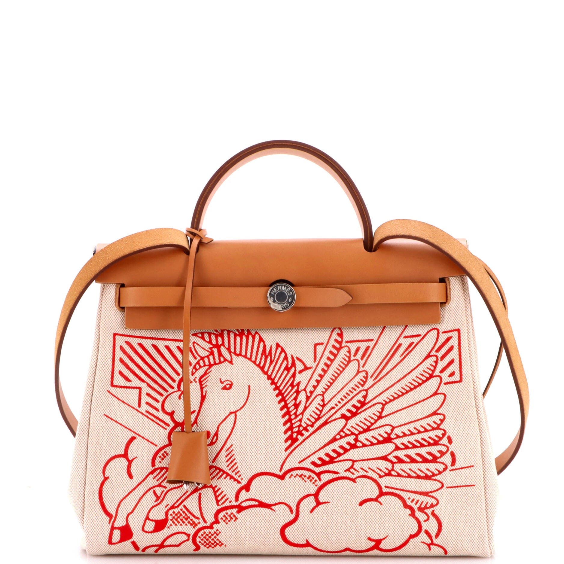 Herbag Zip Pegase Pop Toile and Leather 31, Main, color, White