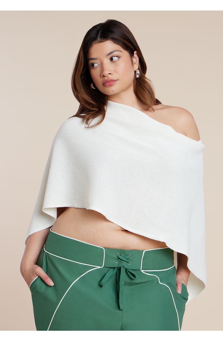 ELOQUII Knit Capelet Top, Main, color, Jet Stream