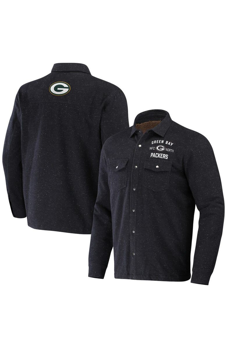 NFL X DARIUS RUCKER Men's NFL x Darius Rucker Collection by Fanatics Charcoal Green Bay Packers Shacket Full-Snap Jacket, Main, color,