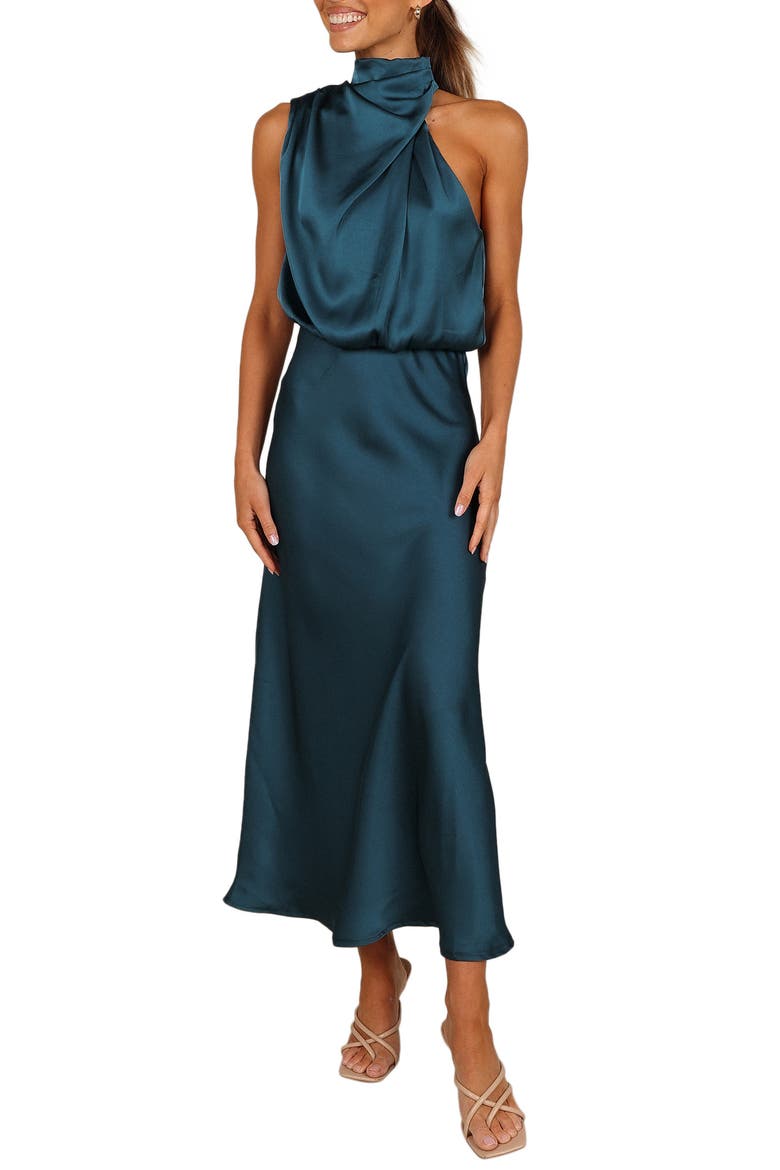 annabelle satin midi dress Petal and Pup Women's Anabelle Halter Neck Midi Dress