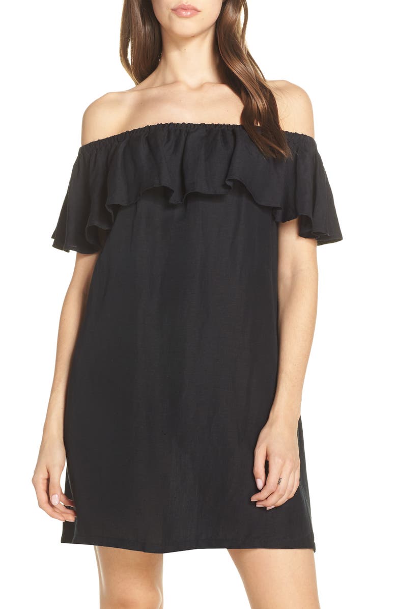 Tommy Bahama Off the Shoulder Cover-Up Dress, Main, color, 