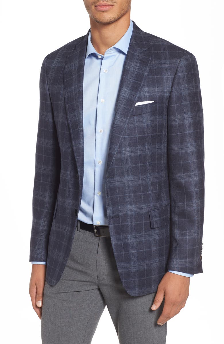 Hart Schaffner Marx Classic Fit Plaid Wool & Silk Sport Coat, Main, color, 