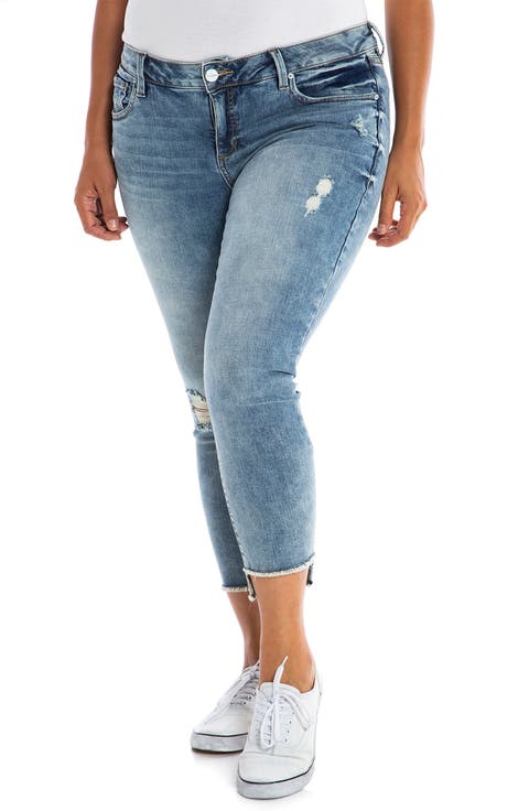 Step Hem Mid Rise Crop Skinny Jeans