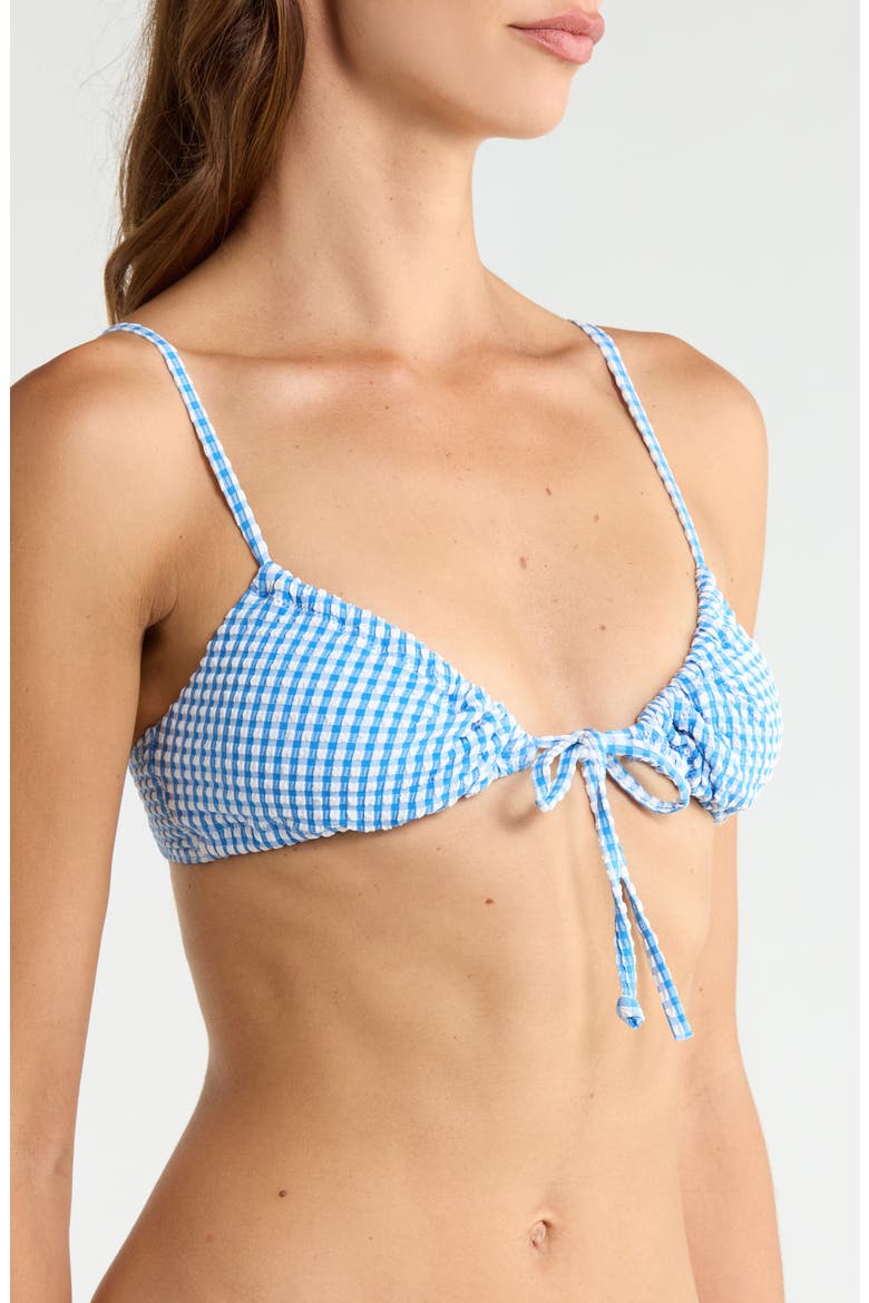 Cara Wave Check Bralette Bikini Top, Alternate, color, TRUE BLUE