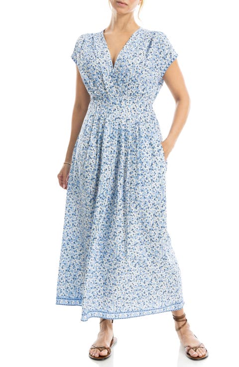 Cap Sleeve Tucked Waist Maxi Dress