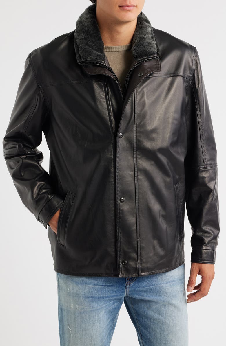 Remy Leather Leather Jacket with Removable Inset Bib, Alternate, color, Noir/ Rustic