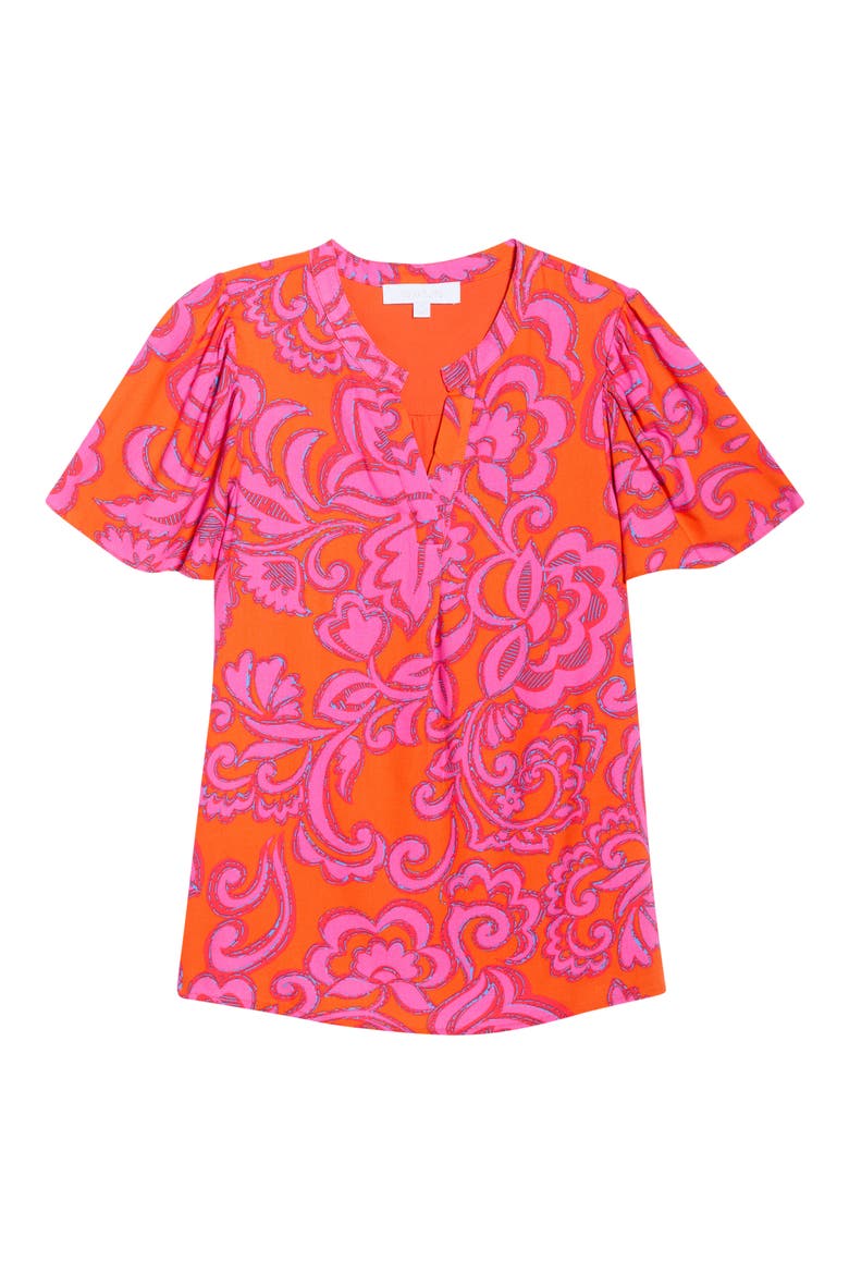Marinda Floral Mivie Top, Alternate, color, ORANGE-FUCHSIA