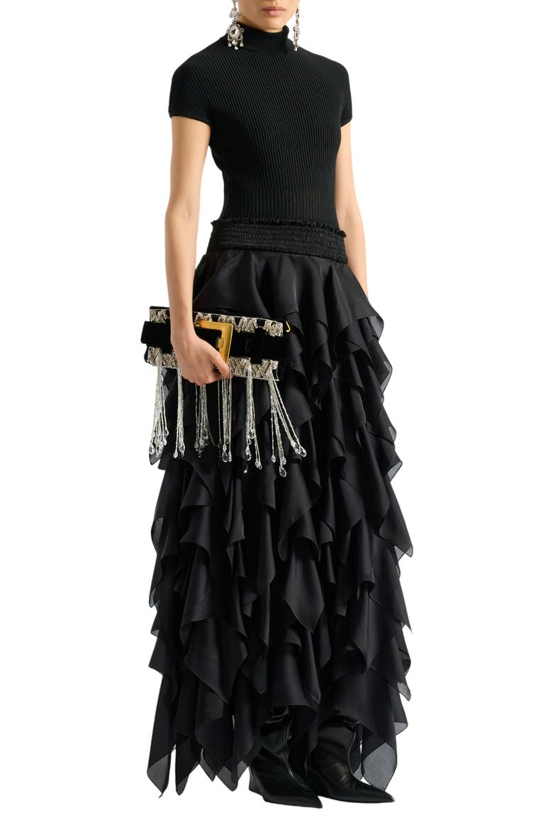 Long ruffled skirt, Alternate, color, black