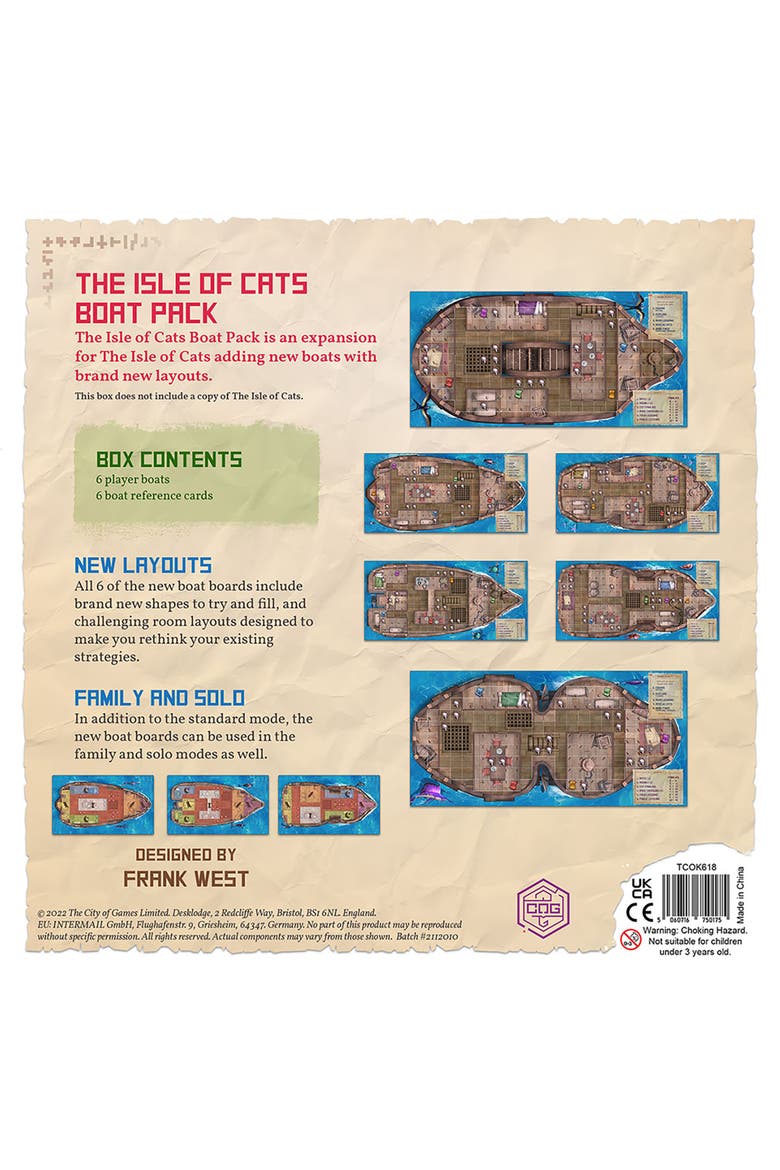 The Isle Of Cats Boat Pack Expansion Boardgame, Ages 8+, Alternate, color, Multicolored
