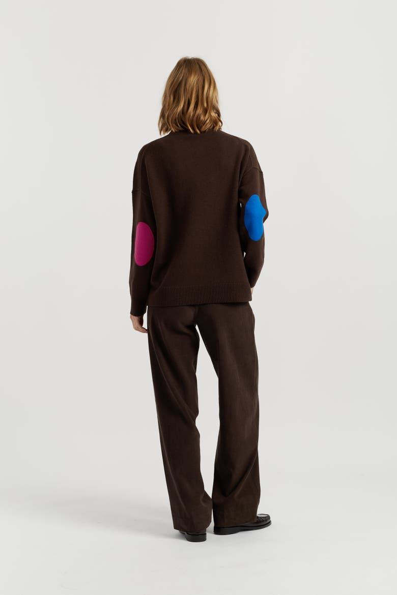 Wool Cashmere Elbow Patch Rollneck Sweater, Alternate, color, Chocolate