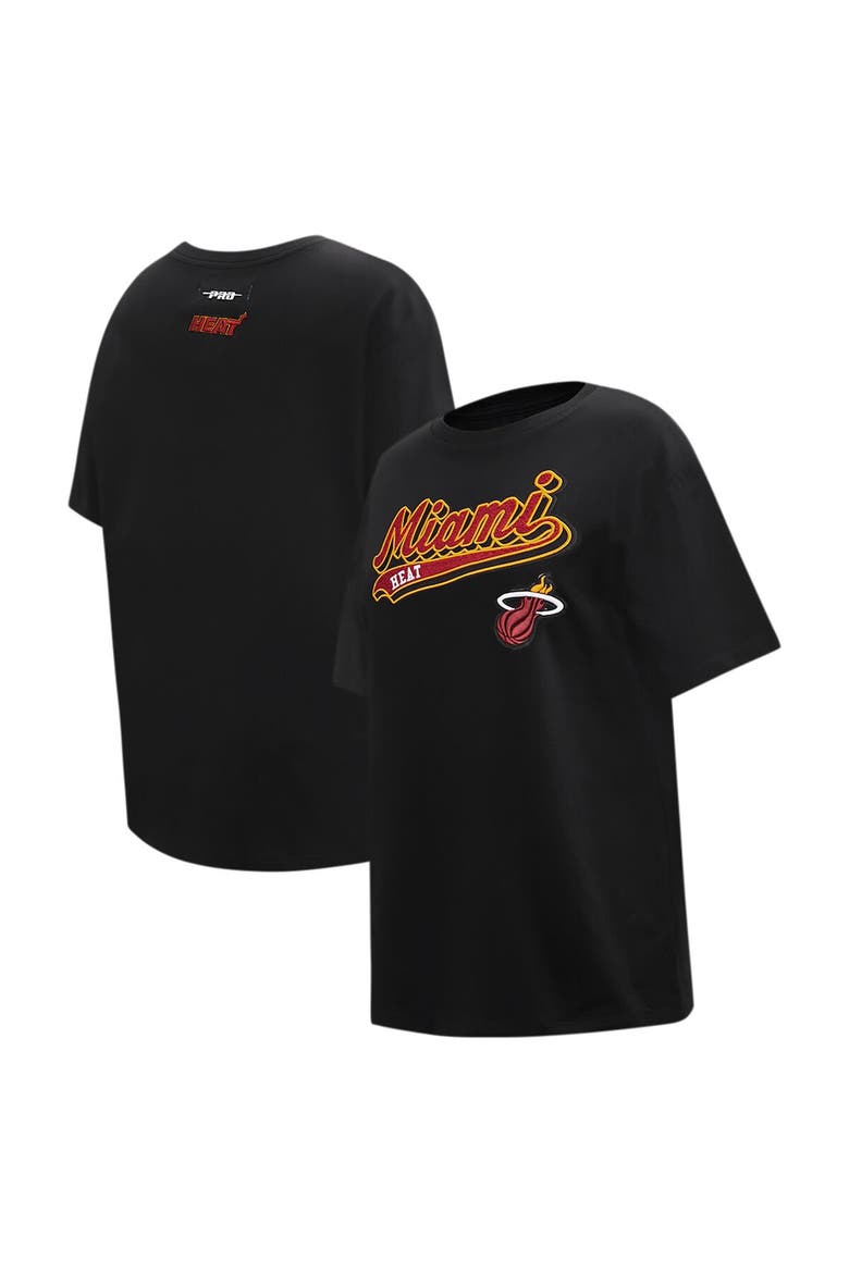 Women's Pro Standard Black Miami Heat Script Boyfriend T-Shirt, Main, color, Black