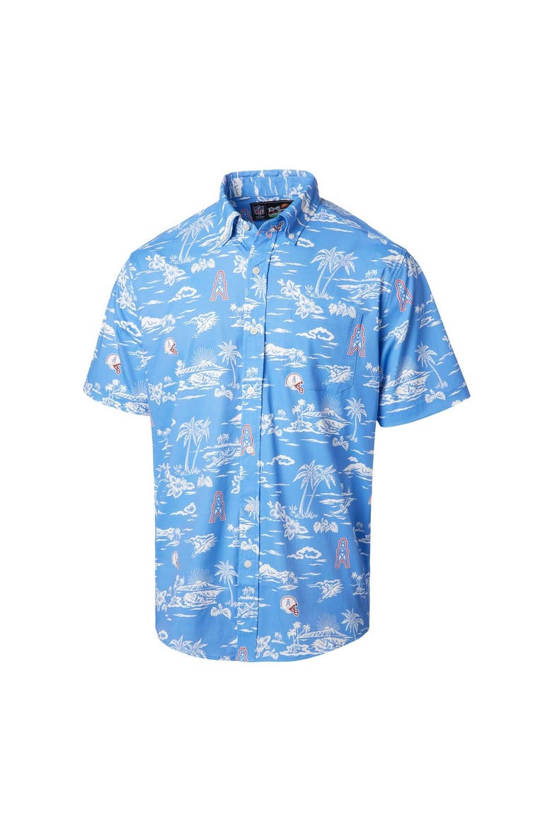 Men's Reyn Spooner Light Blue Houston Oilers Throwback Kekai Print Button-Up Shirt, Alternate, color, Light Blue