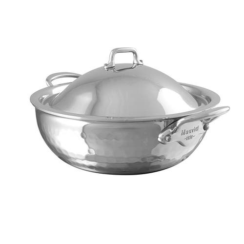 Mauviel M'elite 2.1 Quart Splayed Saute Pan & Lid, Cast Stainless Steel Handle In Silver