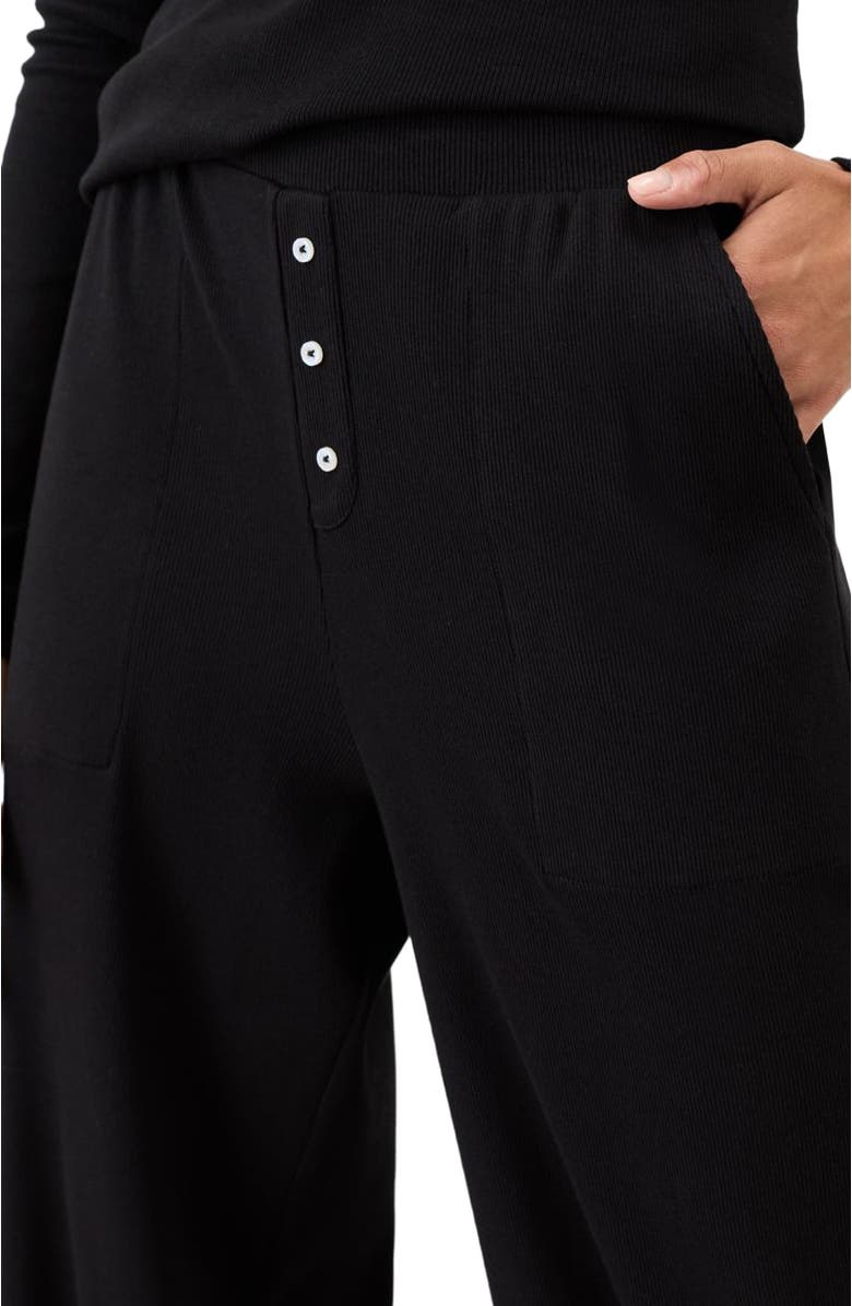 Pact Dream Rib Wide Leg Lounge Pant Made With Organic Cotton, Alternate, color, Black