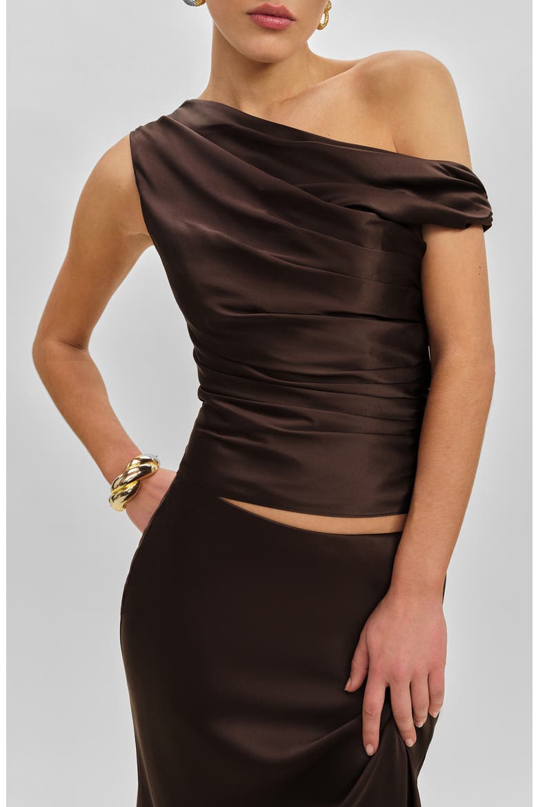 One-Shoulder Silk Top, Main, color, BLACK BEAN