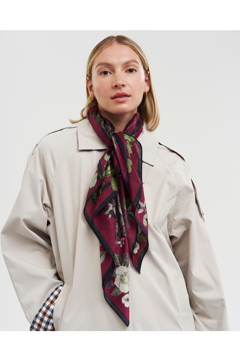 Orla Narrative Medium Square Scarf, Alternate, color, Burgundy