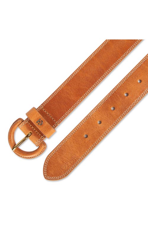 Cole Haan Covered Buckle Leather Belt In Brown
