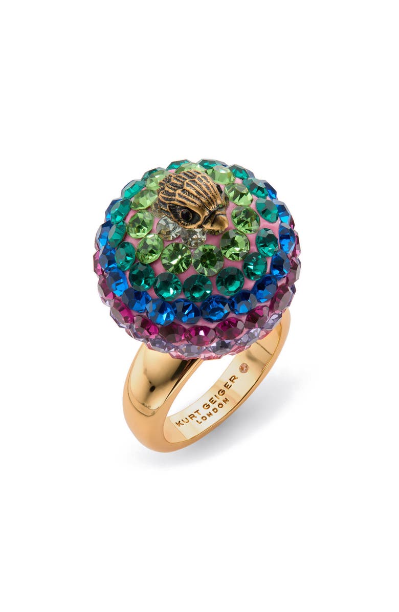 Kurt Geiger London Pavé Crystal Orb Cocktail Ring, Main, color, Rainbow Multi