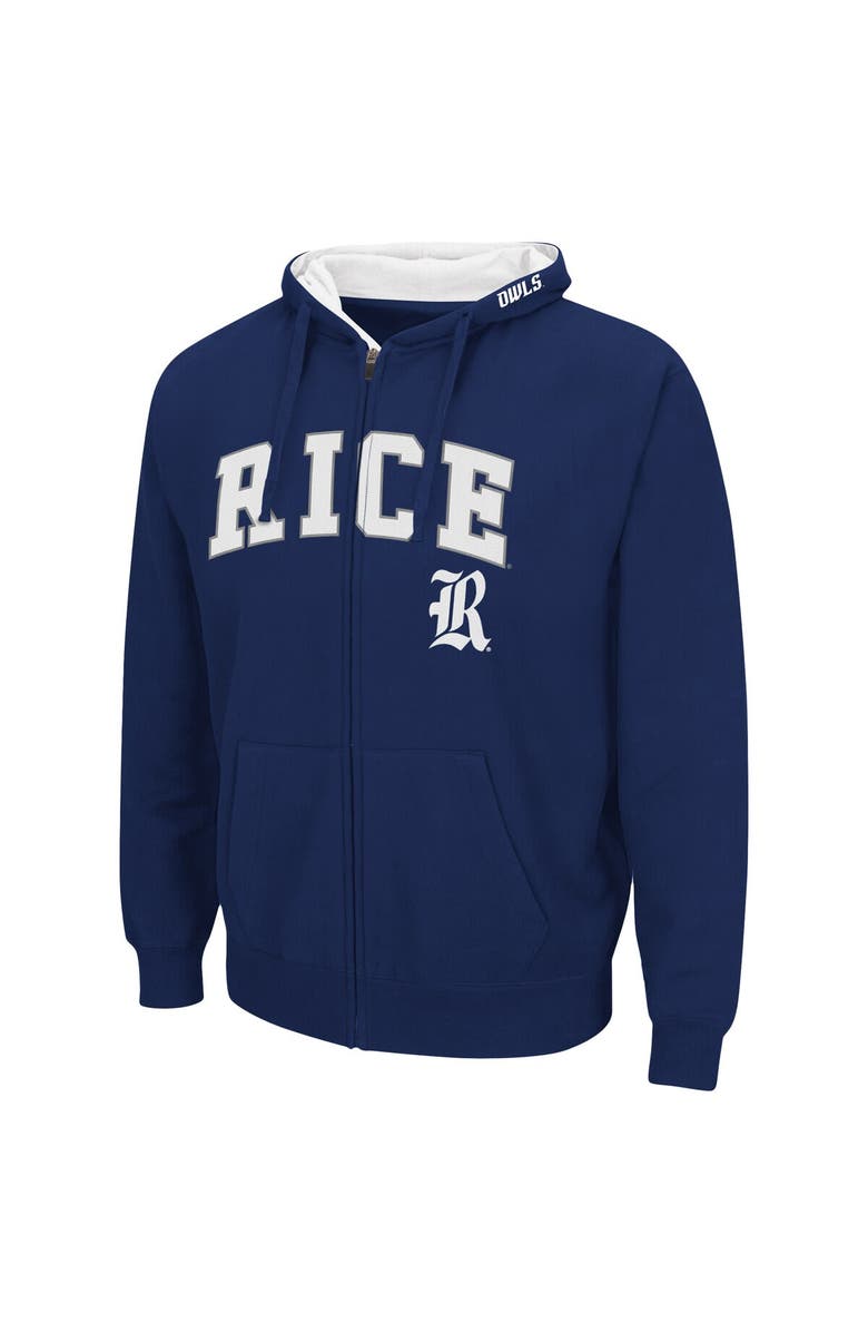 COLOSSEUM Men's Colosseum Navy Rice Owls Arch & Logo 3.0 Full-Zip Hoodie, Alternate, color, 