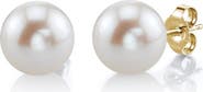 The Pearl Source 9mm White Freshwater Round Pearl Stud Earrings