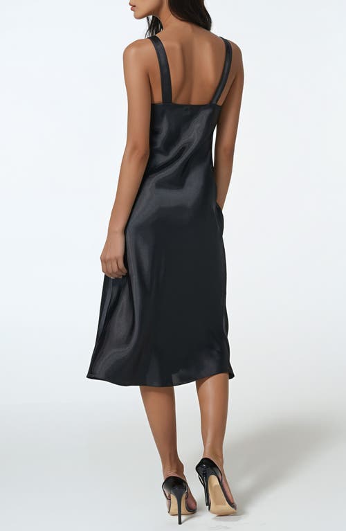 Shop Bebe Satin Midi Dress In Black