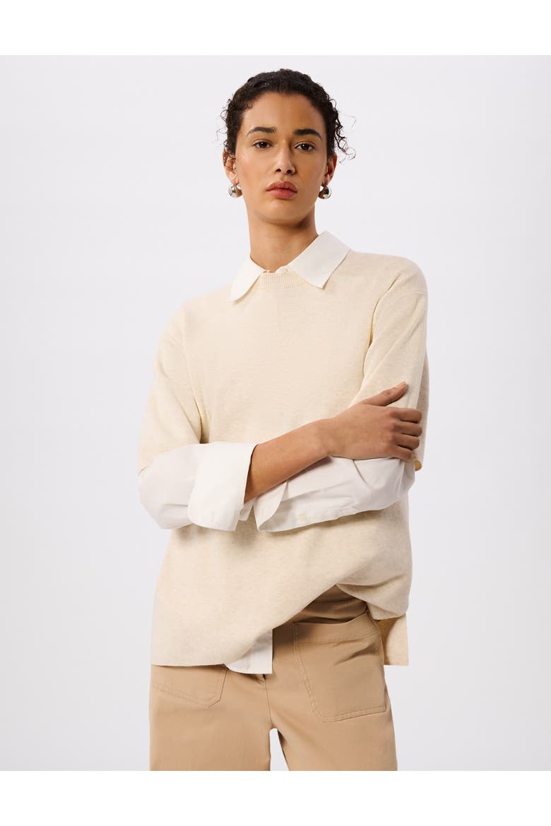 Draped Fine Knit T-Shirt, Alternate, color, Oatmeal
