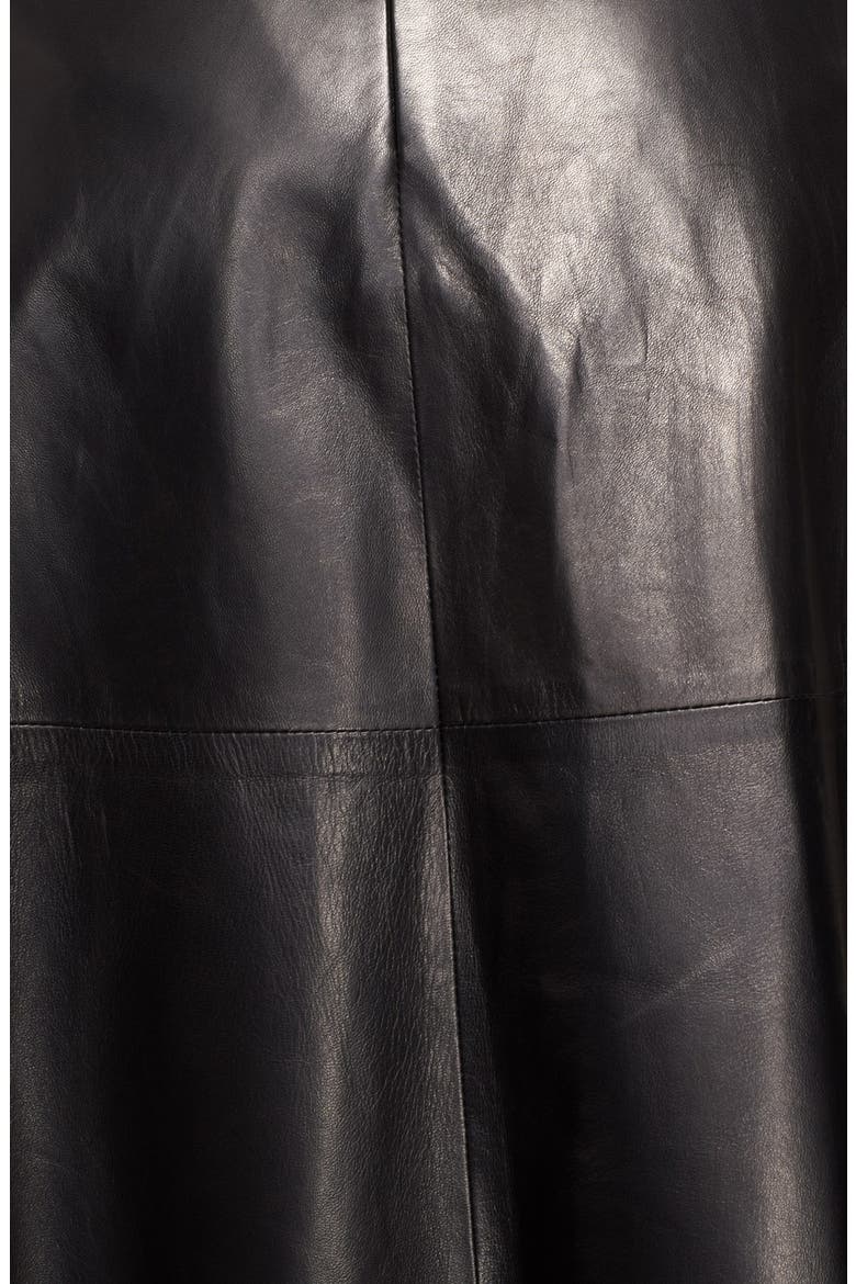 Lightweight Leather Midi Skirt, Alternate, color, BLACK