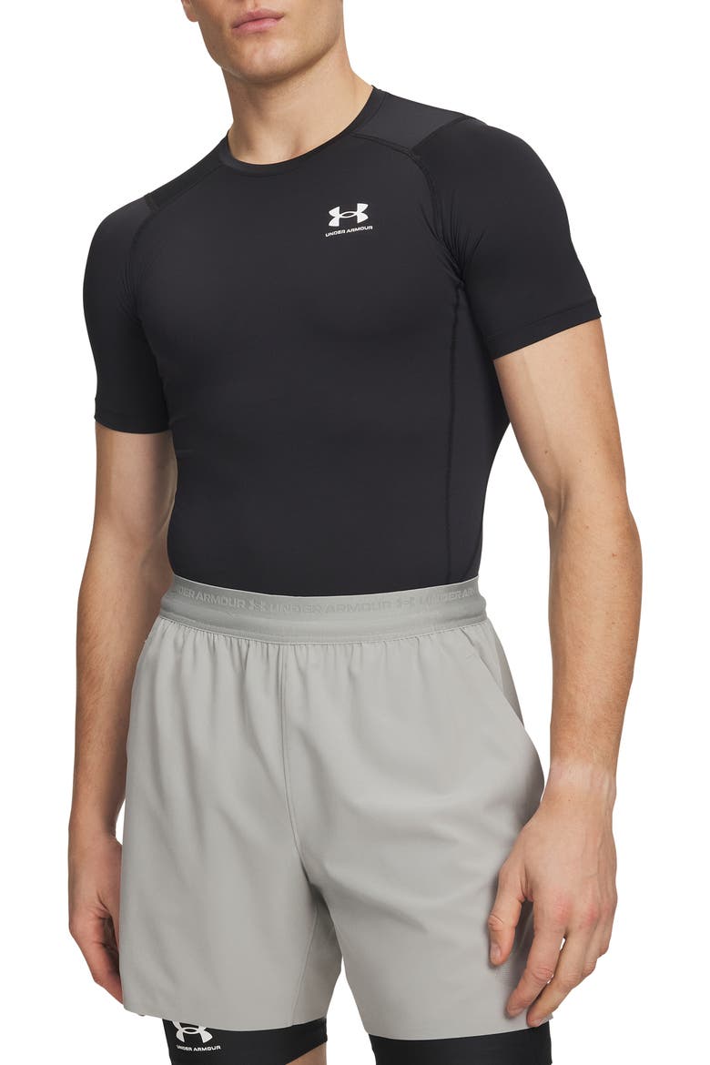 HeatGear® Armour Compression Performance T-Shirt, Main, color, BLACK