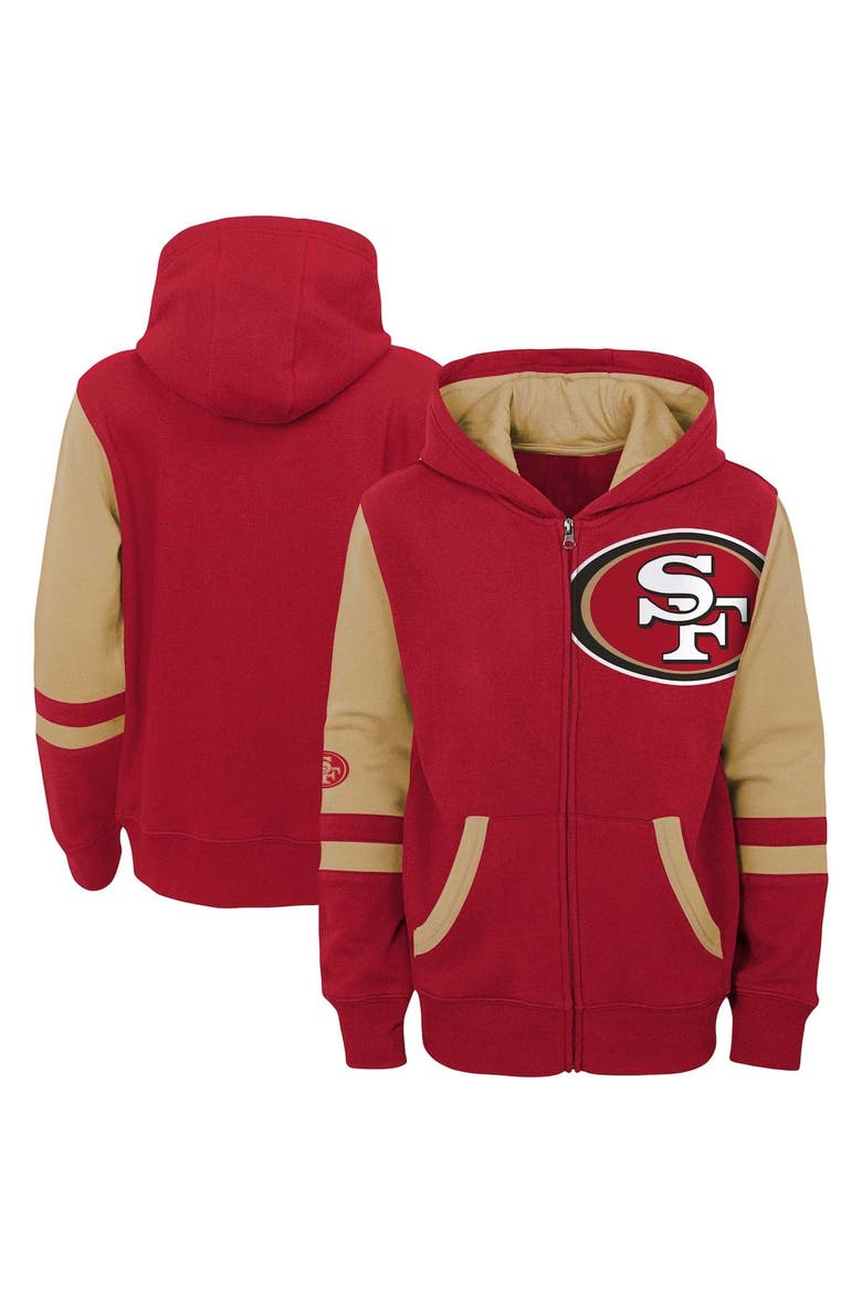 Preschool Scarlet San Francisco 49ers Stadium Color Block Full-Zip Hoodie, Main, color, Scarlet
