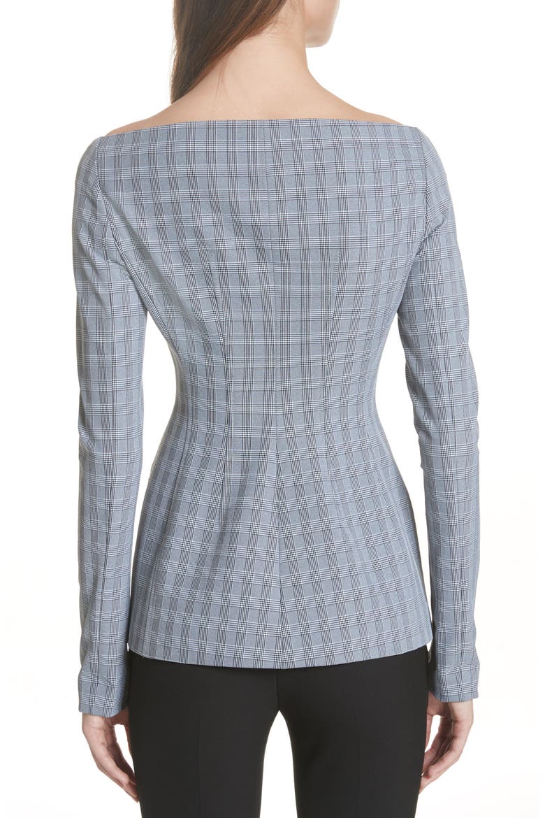 McClair Plaid Off the Shoulder Jacket, Alternate, color, BLACK/ WHITE