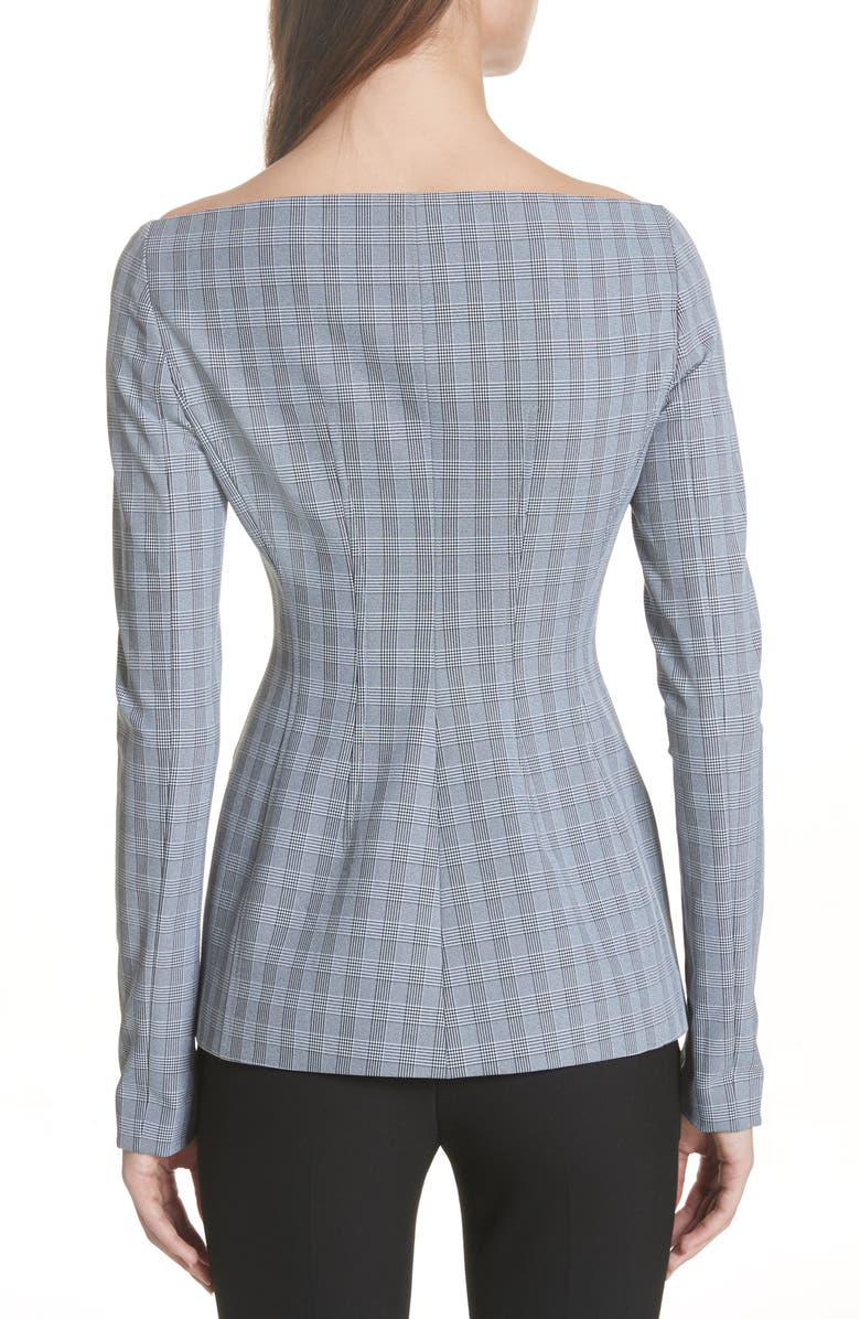 Theory McClair Plaid Off the Shoulder Jacket, Alternate, color, 