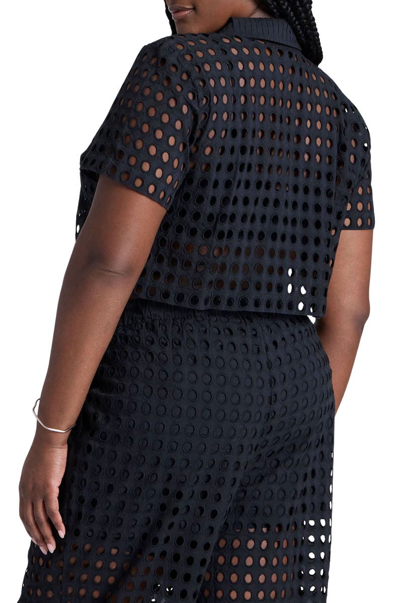 ELOQUII Eyelet Crop Shirt, Alternate, color, 