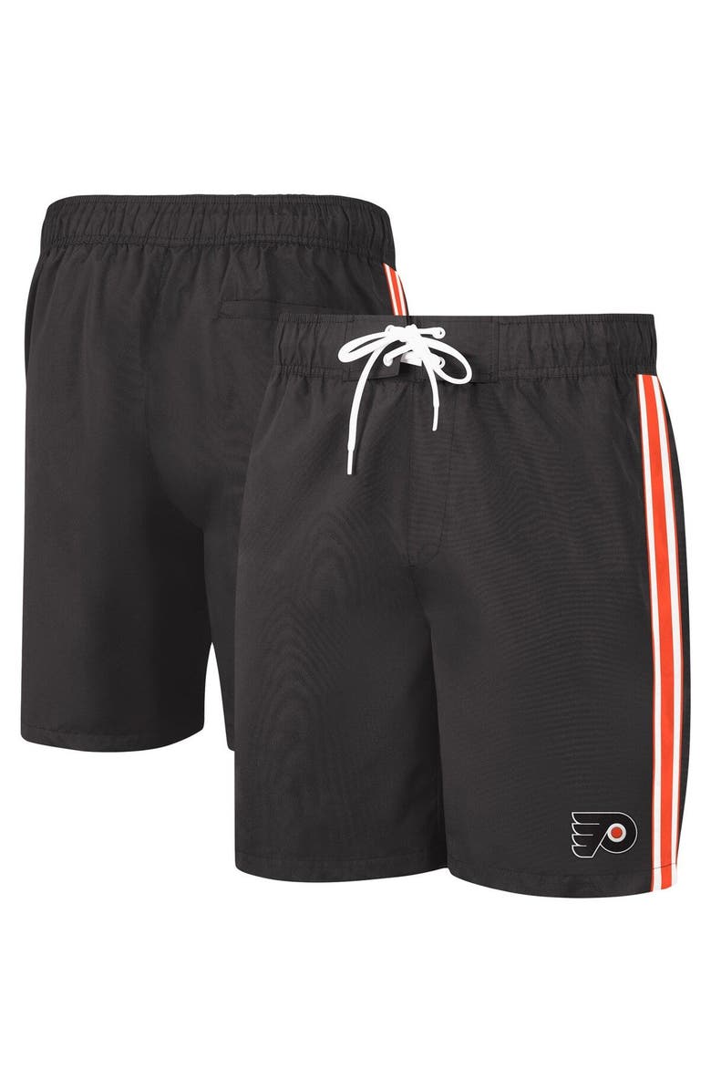 G-III SPORTS BY CARL BANKS Men's G-III Sports by Carl Banks Black/Orange Philadelphia Flyers Sand Beach Swim Shorts, Main, color, 
