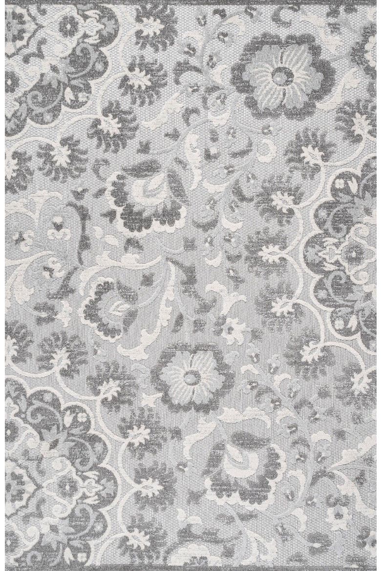Lucena Modern Medallion High-Low Indoor/Outdoor Area Rug, Main, color, Light Gray/Ivory