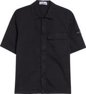 Stone Island Short Sleeve Stretch Cotton Button-Up Shirt