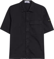 Stone Island Short Sleeve Stretch Cotton Button-Up Shirt