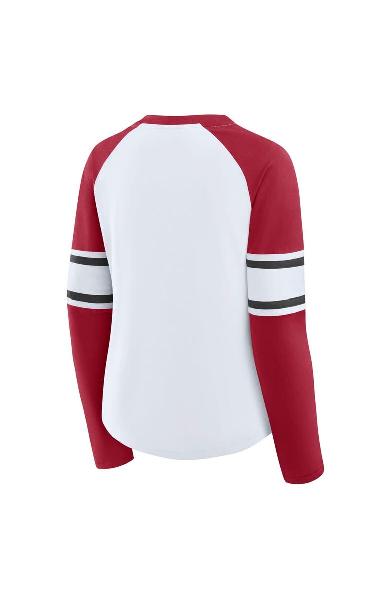 FANATICS Women's Fanatics White/Red Tampa Bay Buccaneers Redzone Blitz Package Raglan Lace-Up V-Neck Long Sleeve T-Shirt, Alternate, color, White