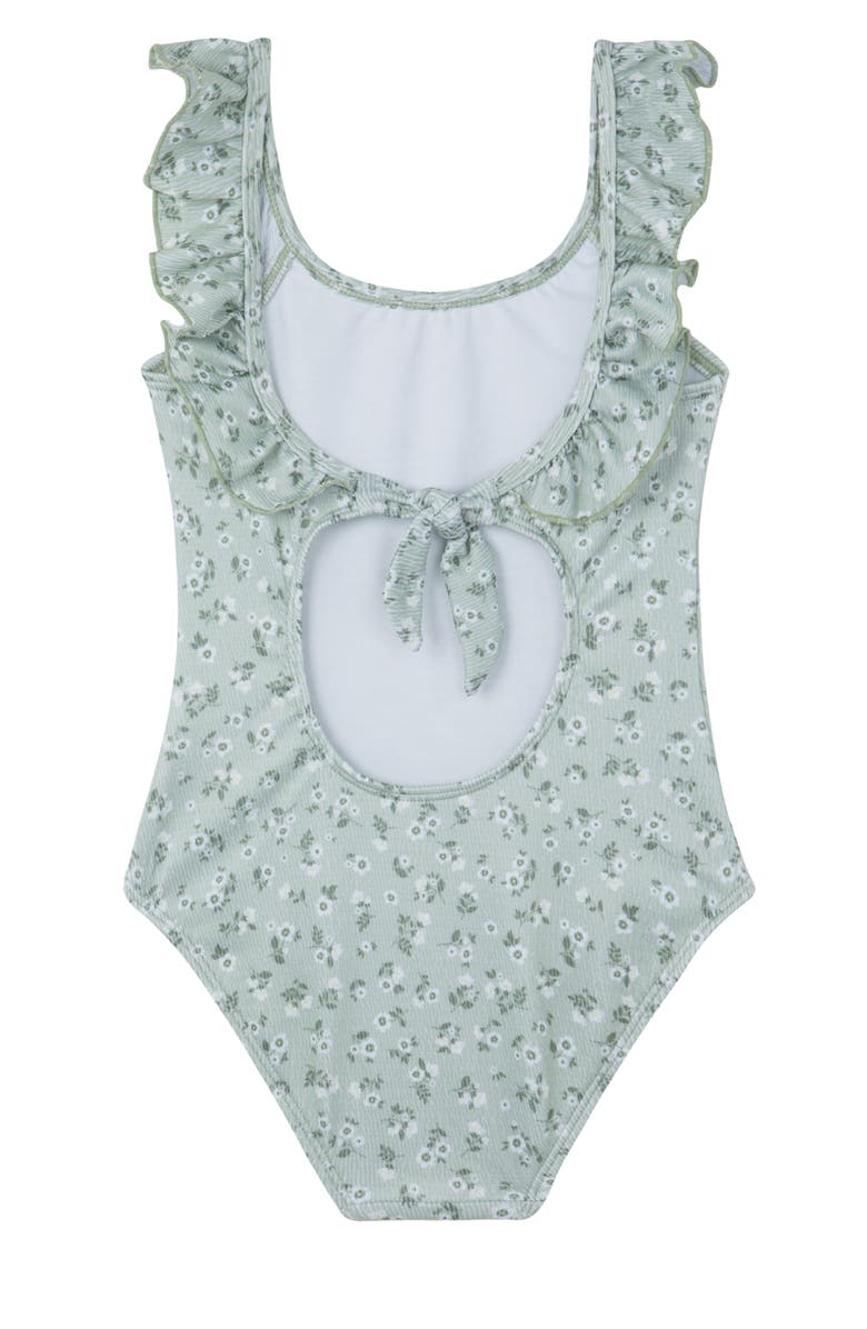 Gottex Kids Ditsy Dream Textured Square Neck Ruffle One Piece, Alternate, color, 