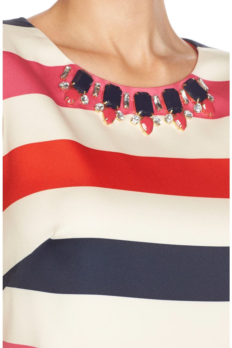 Embellished Stripe Satin Shift Dress, Alternate, color, PINK PRINT