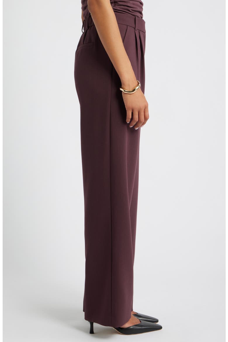 Icon Twill High Waist Wide Leg Trousers, Alternate, color, BURGUNDY FUDGE