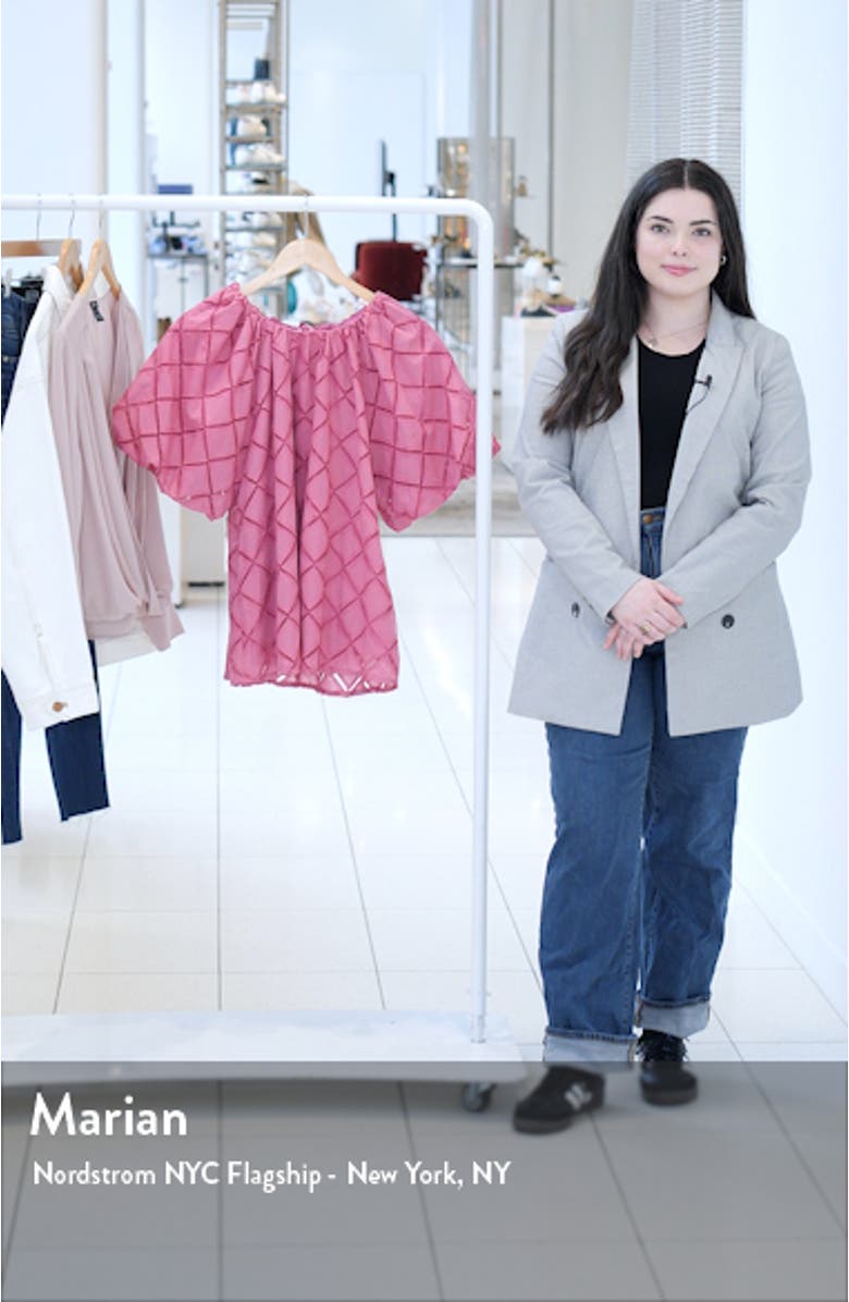 Embroidered Tie Back Puff Sleeve Top, sales video thumbnail