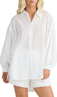 Talisman the Label Dahlia Oversize Ladder Stitch Broderie Button-Up Shirt
