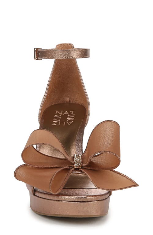 Naturalizer Always Bow Ankle Strap Platform Sandal In Cookie Dough Faux Leather