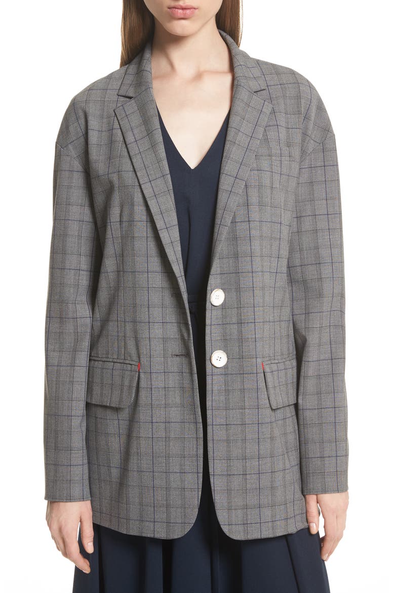 Oversize Glen Plaid Blazer, Main, color, BLACK MULTI