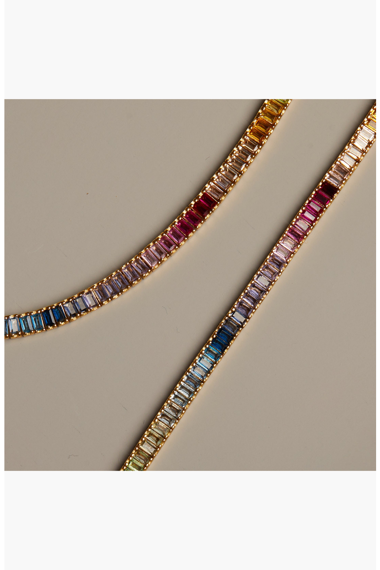 Ombré Rainbow Baguette Tennis Bracelet, Alternate, color, Yellow Gold Vermeil