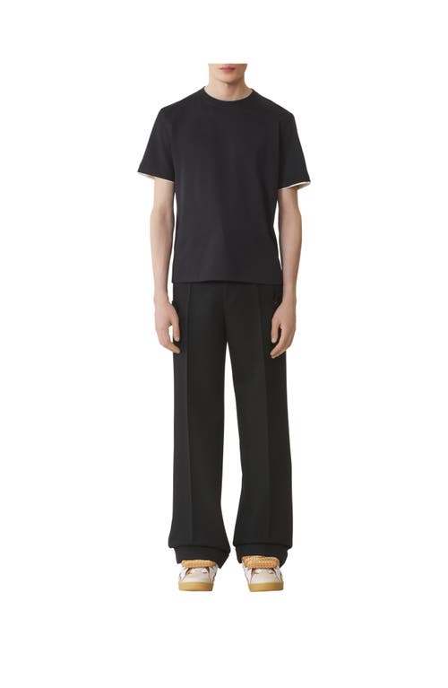 Lanvin Cotton T-shirt With Silk Detail In Black