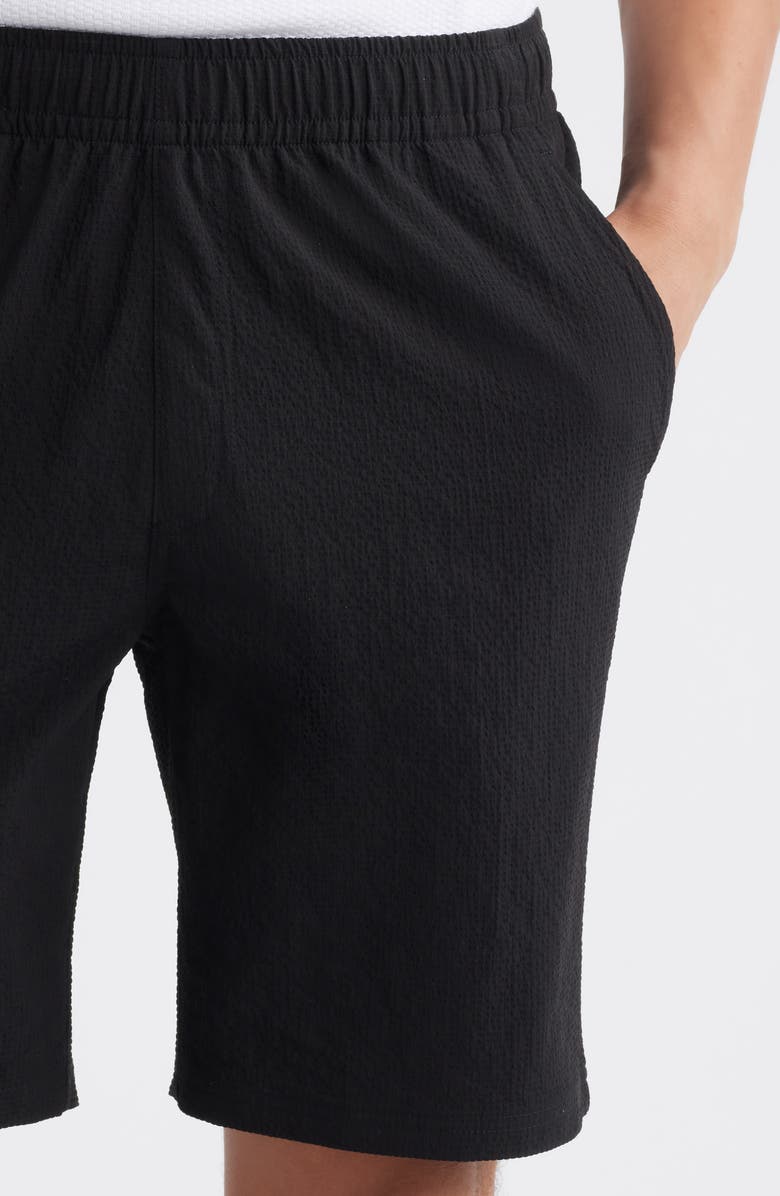 W.R.K Slim Fit Drawstring Seersucker Shorts, Alternate, color, Black